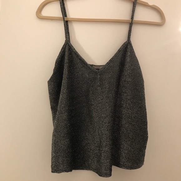 Urban Outfitters Crop Tank Silver Metallic - Picture 2 of 3